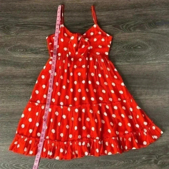 Band of Gypsies Ruffle Polka Dot Sweetheart Mini Sun Dress in Red, Medium NWT - Picture 11 of 13